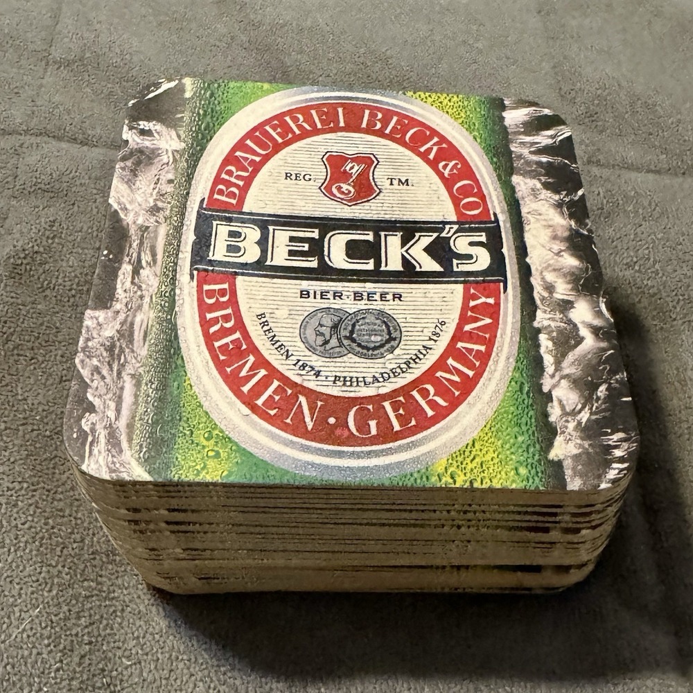 Vintage Beck's Brewery Beer Square Cardboard Coasters Lot of 32 Unused New